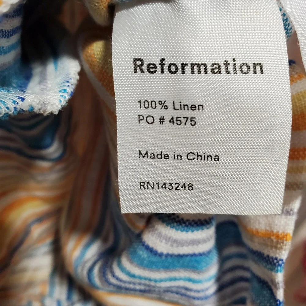 Reformation Women's Romper Size‎ 4 Square Neck Sleeveless Linen Pockets Summer